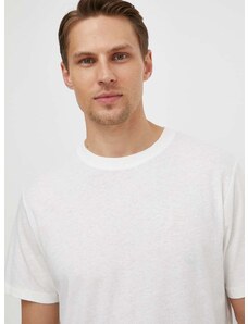 Μπλουζάκι με λινό μείγμα Pepe Jeans χρώμα: άσπρο
