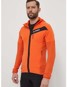 Αθλητική μπλούζα adidas TERREX χρώμα: πορτοκαλί, με κουκούλα, IN7009