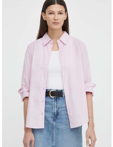 Βαμβακερό πουκάμισο Marc O'Polo χρώμα: ροζ