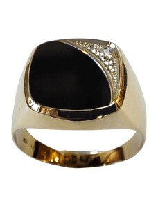 OEM Δαχτυλιδι ανδρικο χρυσο Κ8 με μαυρη πετρα.