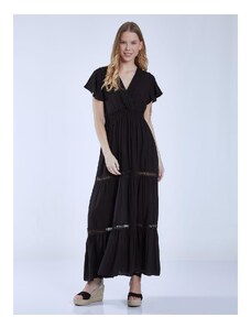 Celestino Κρουαζέ maxi φόρεμα με βαμβάκι μαυρο για Γυναίκα