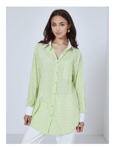 Celestino Ριγέ πουκάμισο με τσέπη πρασινο ανοιχτο για Γυναίκα