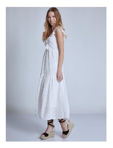 Celestino Βαμβακερό κεντητό midi φόρεμα λευκο για Γυναίκα