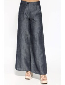 Ginza Λινή παντελόνα σε ντένιμ χρώμα