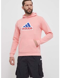 Μπλούζα adidas χρώμα: ροζ, με κουκούλα, IS9597