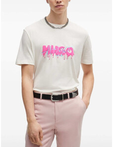 Hugo T-shirt Dacation κανονική γραμμή off white βαμβακερό