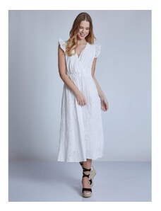 Celestino Βαμβακερό κεντητό διάτρητο φόρεμα λευκο για Γυναίκα