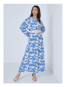Celestino Maxi φόρεμα με μάο γιακά μπλε ανοιχτο για Γυναίκα