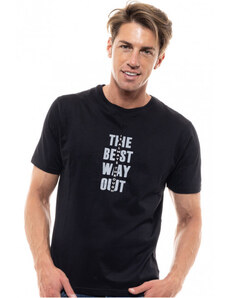 Biston Ανδρικό κοντομάνικο t-shirt με τύπωμα "best way" Μαύρο