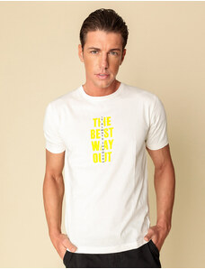 Biston Ανδρικό κοντομάνικο t-shirt με τύπωμα "best way" Off White