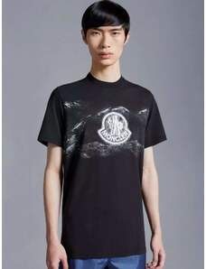 Moncler T-shirt κανονική γραμμή μαύρο βαμβακερό