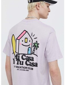 Βαμβακερό μπλουζάκι On Vacation Mi Casa χρώμα: μοβ, OVC T149