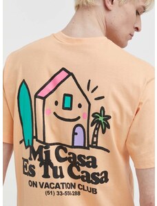 Βαμβακερό μπλουζάκι On Vacation Mi Casa χρώμα: πορτοκαλί, OVC T149