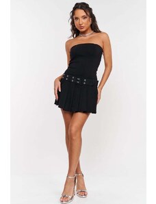 DeCoro Φόρεμα Mini Strapless με Πιέτες - ΜΑΥΡΟ