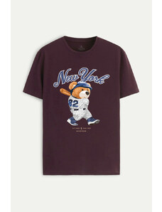 UnitedKind Baseball Teddy, T-Shirt σε μπορντώ χρώμα