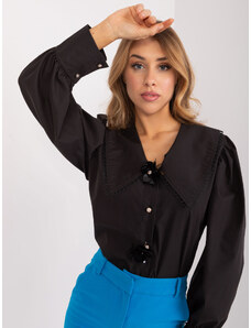 Fashionhunters Black classic shirt with decorative collar
