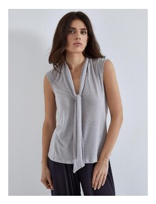 Celestino Αμάνικη μπλούζα με δέσιμο γκρι ανοιχτο για Γυναίκα