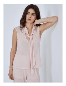Celestino Αμάνικη μπλούζα με δέσιμο ροζ ανοιχτο για Γυναίκα