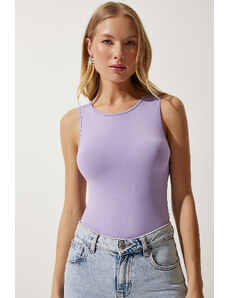 Happiness İstanbul Women's Lilac Sleeveless Snap-On Knitted Blouse