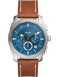 Fossil Machine Chronograph - FS6059, Silver case with Brown Leather Strap