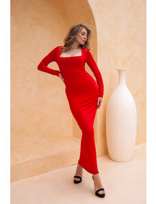 Joy Fashion House Bifana μακρύ φόρεμα εφαρμοστό κόκκινο