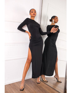 Joy Fashion House Apollo μακρύ φόρεμα εξώπλατο μαύρο
