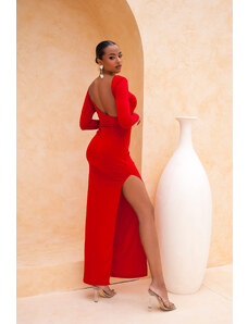Joy Fashion House Apollo μακρύ φόρεμα εξώπλατο κόκκινο
