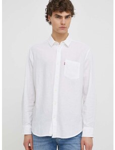 Βαμβακερό πουκάμισο Levi's ανδρικό, χρώμα: άσπρο