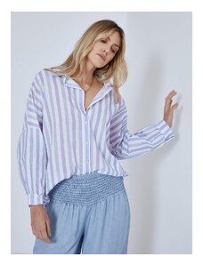 Celestino Ριγέ βαμβακερό πουκάμισο γαλαζιο για Γυναίκα