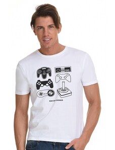 Biston Aνδρικό κοντομάνικο t-shirt με τύπωμα 'Gamer' Λευκό