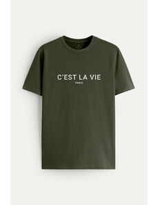 UnitedKind C Est La Vie, T-Shirt σε χακί χρώμα