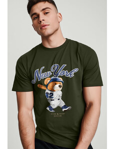 UnitedKind Baseball Teddy, T-Shirt σε χακί χρώμα