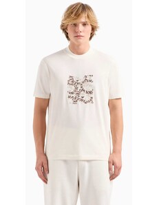 Emporio Armani T-shirt κανονική γραμμή off white βαμβακερό