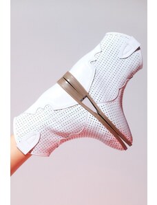 LuviShoes LOIVOS White Skin Genuine Leather Women's Hidden Heel Summer Boots