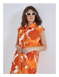 Celestino Αμάνικο εμπριμέ πουκάμισο πορτοκαλι για Γυναίκα