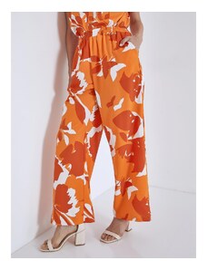 Celestino Εμπριμέ παντελόνα με ελαστική μέση πορτοκαλι για Γυναίκα