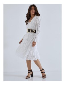 Celestino Φόρεμα με δαντέλα λευκο για Γυναίκα