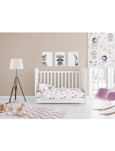 Dimcol ΠΑΠΛΩΜΑΤΟΘΗΚΗ ΕΜΠΡΙΜΕ bebe Lily & Deer 179 120X160 White-Pink Cotton 100%