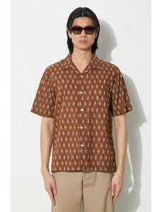 Βαμβακερό πουκάμισο Universal Works Road Shirt ανδρικό, χρώμα: καφέ, 30179.BROWN
