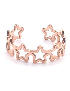 Charmy Γυναικείο δαχτυλίδι από ατσάλι ρυθμιζόμενο αστέρια ροζ χρυσό (R1127)