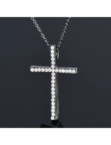 Charmy Ατσάλινος σταυρός με ζιργκόν χρώμα ασημί (N1348)