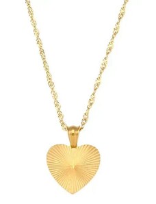 Charmy Ατσάλινο κολιέ χρυσή καρδιά με ζιργκόν επιχρυσωμένο 18k (N1583)