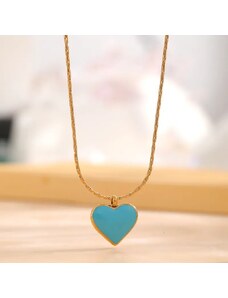 Charmy Ατσάλινο κολιέ γαλάζια καρδιά (N1619)