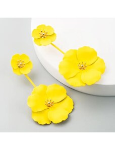 Charmy Κρεμαστά σκουλαρίκια λουλούδι χρώμα κίτρινο 8cm (E1448)