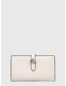 Δερμάτινο πορτοφόλι Lauren Ralph Lauren γυναικεία, χρώμα: άσπρο