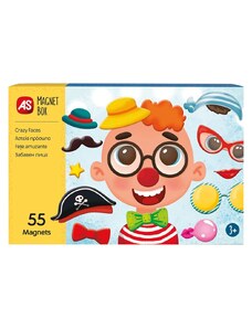 AS Company AS Magnet Box Αστεία Πρόσωπα 55 Εκπαιδευτικοί Χάρτινοι Μαγνήτες Για 3+ Χρονών