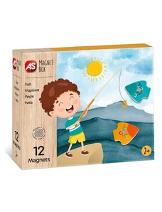 AS Company AS Magnet Box Ψαράκια 12 Εκπαιδευτικοί Ξύλινοι Μαγνήτες Για 2+ Χρονών