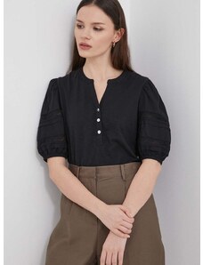 Βαμβακερή μπλούζα Lauren Ralph Lauren γυναικεία, χρώμα: μαύρο