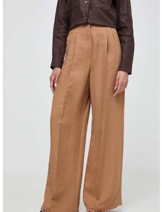Παντελόνι με λινό Weekend Max Mara χρώμα: καφέ