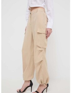 Παντελόνι με λινό μείγμα Karl Lagerfeld χρώμα: μπεζ